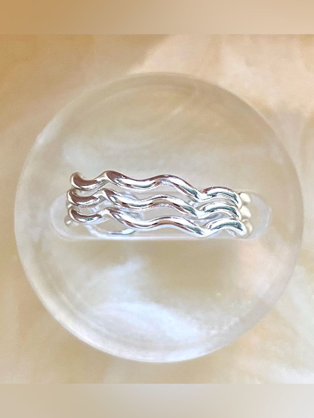 Silver Wave Stackable Toe/Adjustable Ring - Silver - Picture 2 of 4